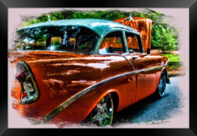 Classic Orange Car in Park Framed Print by Darryl Brooks