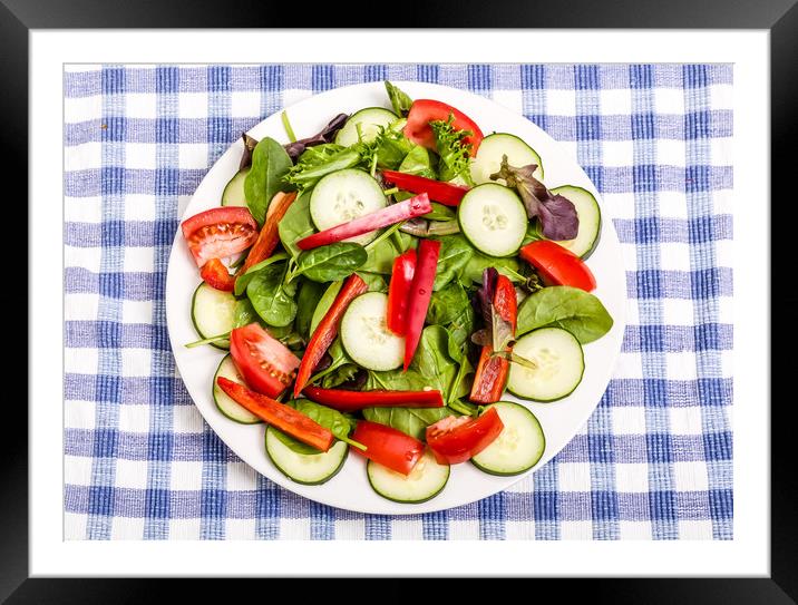 Green Salad with Red Pepper Framed Mounted Print by Darryl Brooks