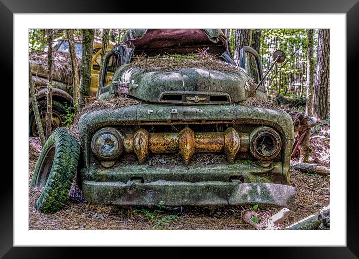 Green Ford Pickup with Massive Grill Framed Mounted Print by Darryl Brooks