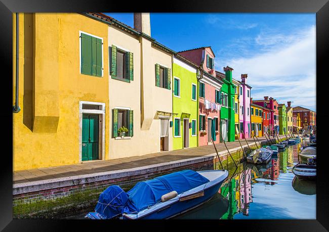 Boats in Burano Framed Print by Darryl Brooks