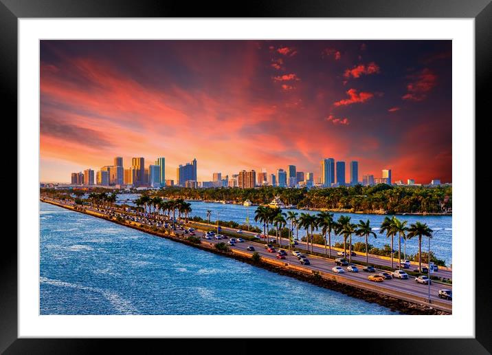 Leaving Miami for the Beach Framed Mounted Print by Darryl Brooks