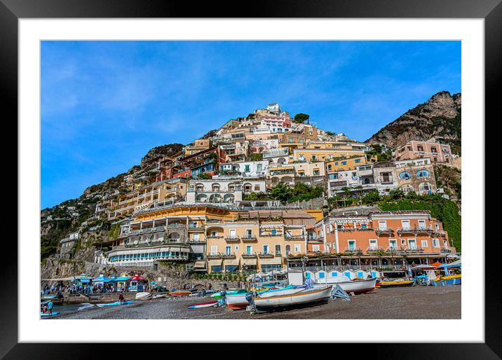 Positano from the Beach Framed Mounted Print by Darryl Brooks