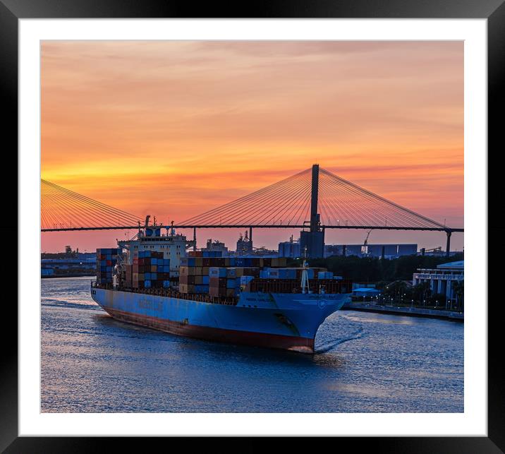 Maersk in Last Light Framed Mounted Print by Darryl Brooks