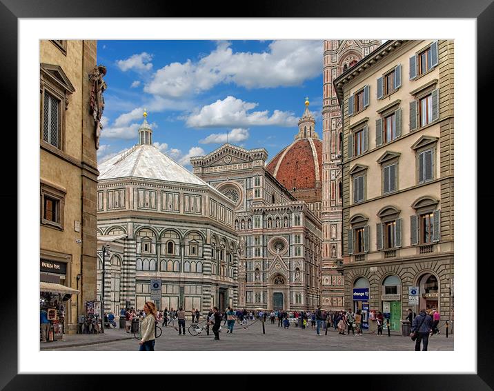 Tourists at Il Duomo Framed Mounted Print by Darryl Brooks