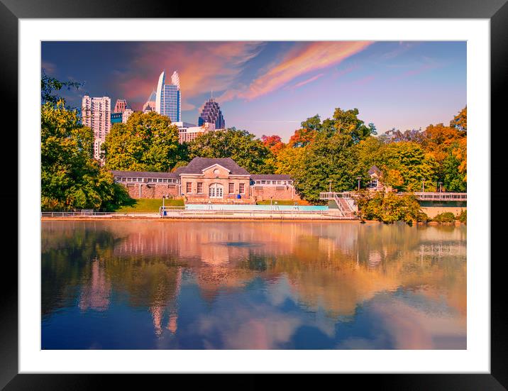 Atlanta Skyline in Lake Framed Mounted Print by Darryl Brooks