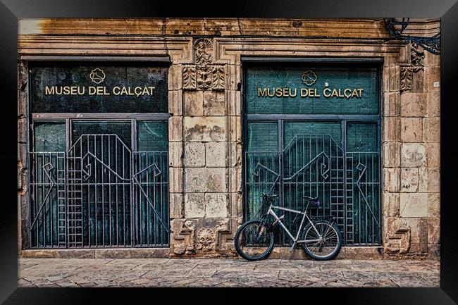 Bike Against Museu Del Calcat Framed Print by Darryl Brooks