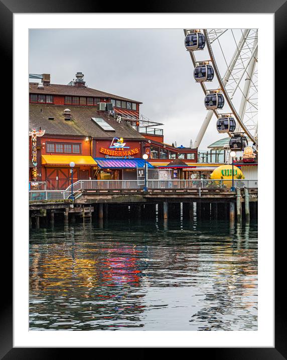 Fishermans Restaurant and Great Wheel Framed Mounted Print by Darryl Brooks