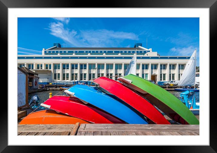 Rowboats at Museum of History and Industry Framed Mounted Print by Darryl Brooks