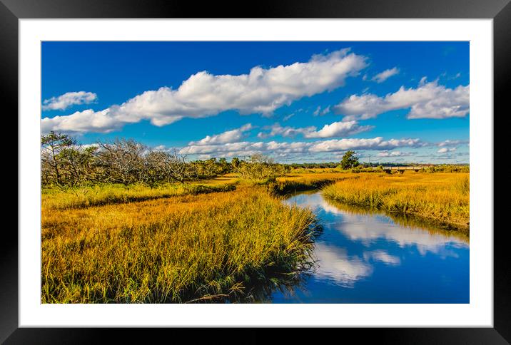 Marsh View with Creek Framed Mounted Print by Darryl Brooks