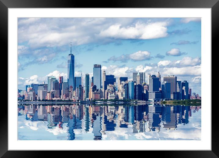 Manhattan Skyline Reflected Framed Mounted Print by Darryl Brooks