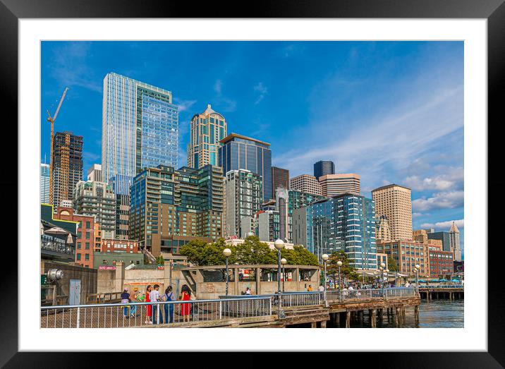Seattle Skyline from Waterfront Framed Mounted Print by Darryl Brooks