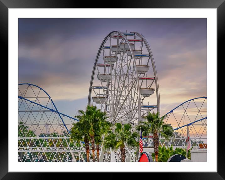 Long Beach Ferris Wheel Framed Mounted Print by Darryl Brooks