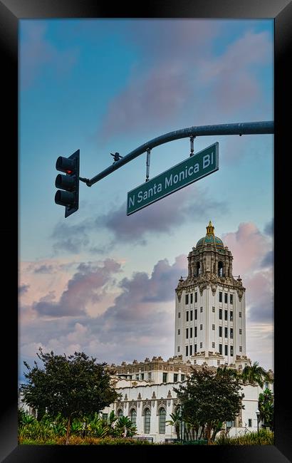 Beverly Hills City Hall from Santa Monica Blvd Framed Print by Darryl Brooks