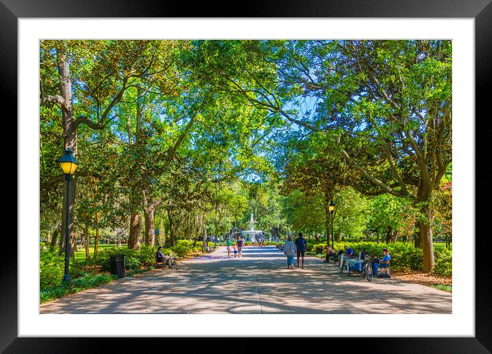 Families Walking into Forsyth Park Framed Mounted Print by Darryl Brooks