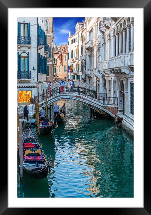 Gondolas Past Calle De La Canonica Framed Mounted Print by Darryl Brooks