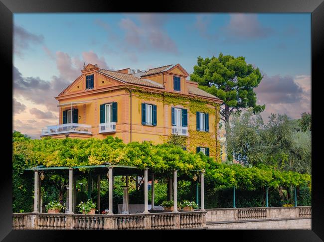 Large Colorful Villa in Sorrento Framed Print by Darryl Brooks