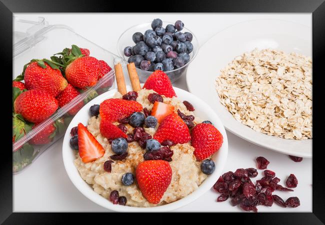 Oatmeal with Cut Strawberries Framed Print by Darryl Brooks