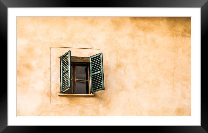 One Window with Green Shutters Framed Mounted Print by Darryl Brooks