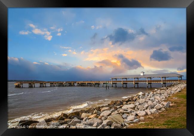Pier and Seawall in Late Afternoon Framed Print by Darryl Brooks