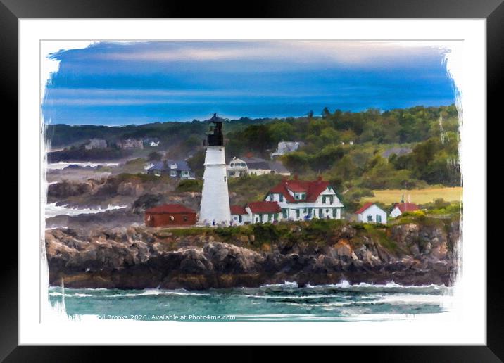 Boat and Channel Marker b Portland Head Framed Mounted Print by Darryl Brooks
