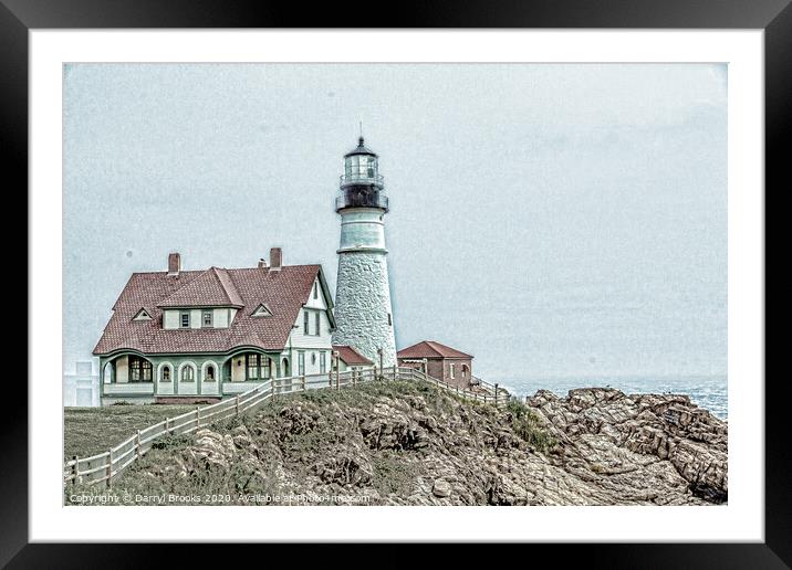 Portland Head Lighthouse in Fog Framed Mounted Print by Darryl Brooks