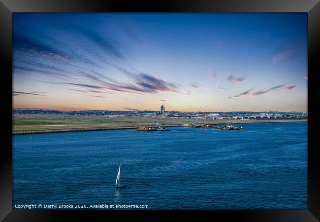 Sailboat by Logan Airport in Boston Framed Print by Darryl Brooks