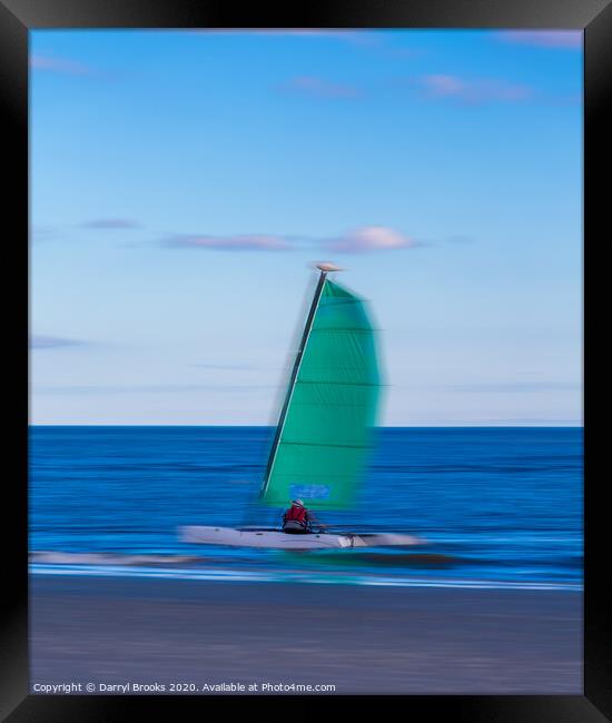 Sailboat Speeding Past Framed Print by Darryl Brooks