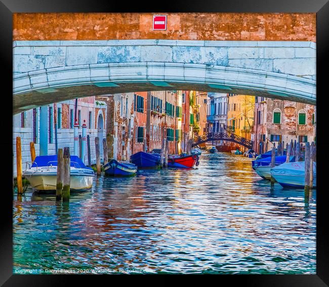 Afternoon Light in Venice Canal Framed Print by Darryl Brooks