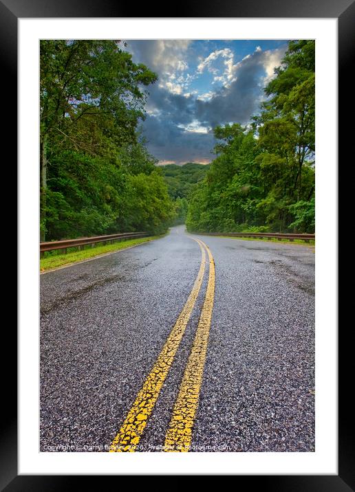 Mountain Road into Distance Framed Mounted Print by Darryl Brooks