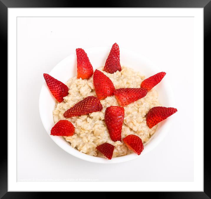 Oatmeal with Cut Strawberries Framed Mounted Print by Darryl Brooks