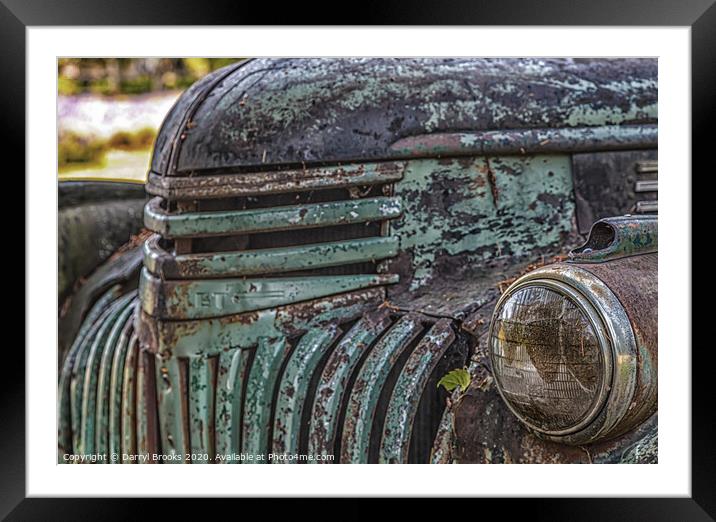 Old Rusty Green Truck Framed Mounted Print by Darryl Brooks