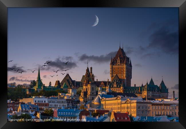 Quebec City in Blue Evening Light Framed Print by Darryl Brooks