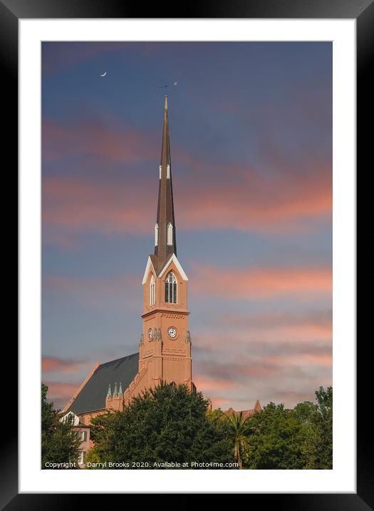 Red Stucco Steeple Rising in Early Morning Light Framed Mounted Print by Darryl Brooks