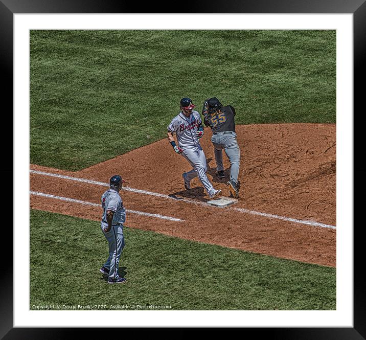 Safe at First Framed Mounted Print by Darryl Brooks