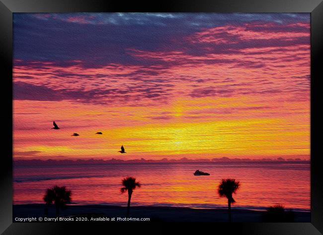 Ship Into Sunrise Framed Print by Darryl Brooks