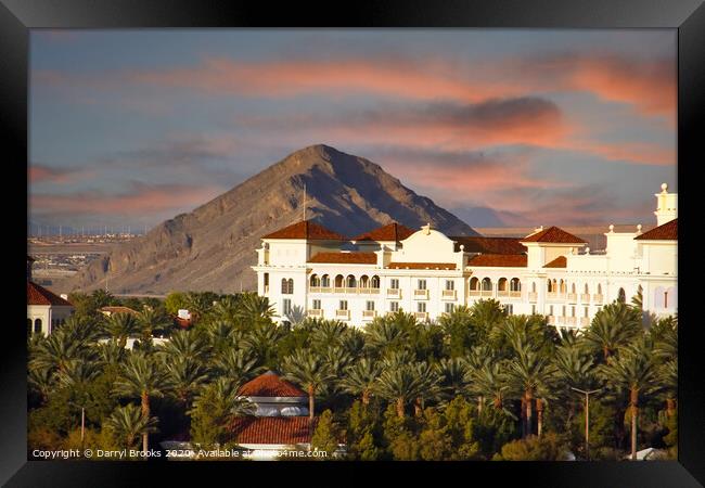 Stucco Resort at Foot of Mountain Framed Print by Darryl Brooks