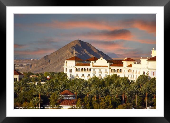 Stucco Resort at Foot of Mountain Framed Mounted Print by Darryl Brooks