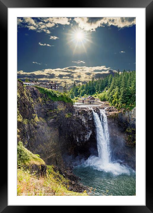 Sun over Snoqualmie Falls Framed Mounted Print by Darryl Brooks
