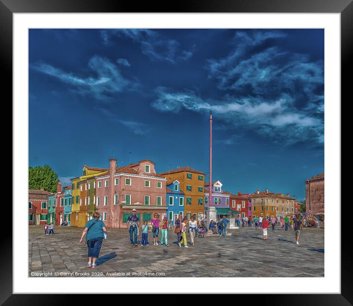 Tourists in Burano Plaza    Framed Mounted Print by Darryl Brooks