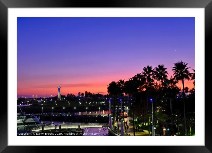 Twilight in Long Beach Framed Mounted Print by Darryl Brooks