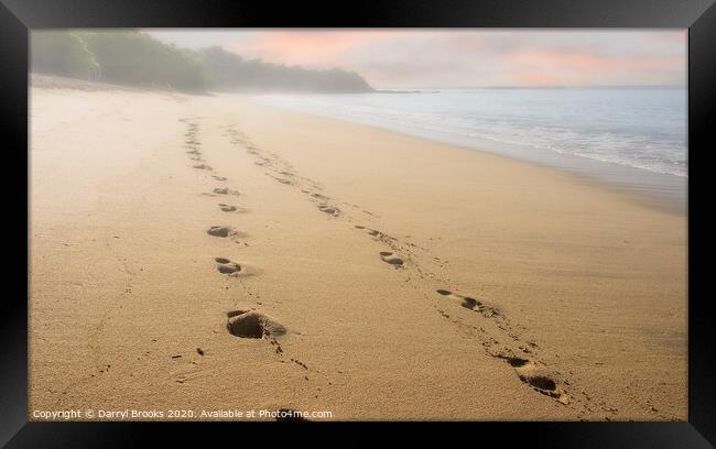 Footsteps on Early Morning Fog Framed Print by Darryl Brooks