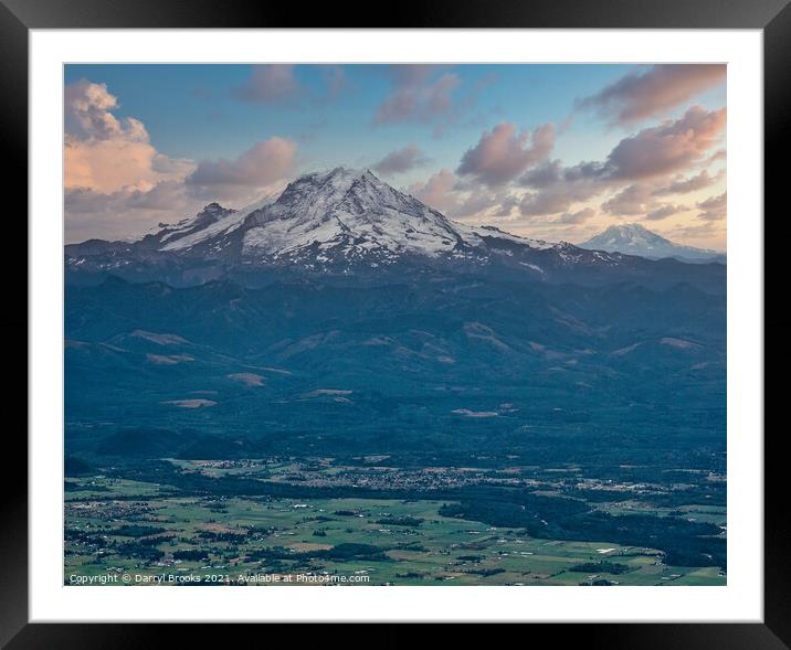 Mount Ranier in Distance Framed Mounted Print by Darryl Brooks
