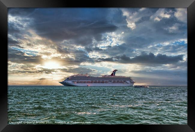 Fun Ship on Deep Green Sea Framed Print by Darryl Brooks