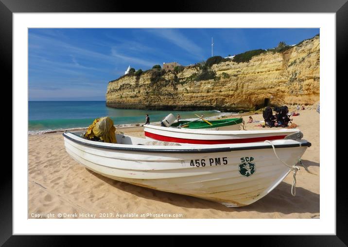 Porches Beach, Algarve  Framed Mounted Print by Derek Hickey