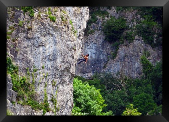 Climbing Cheddar Gorge       Framed Print by Derek Hickey