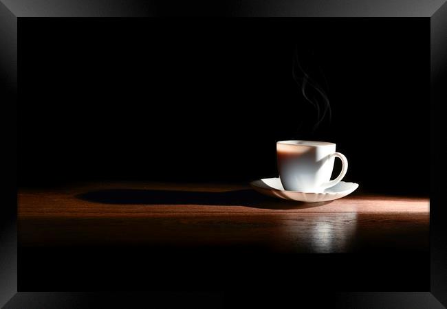 White cup of hot coffee Framed Print by Dobrydnev Sergei