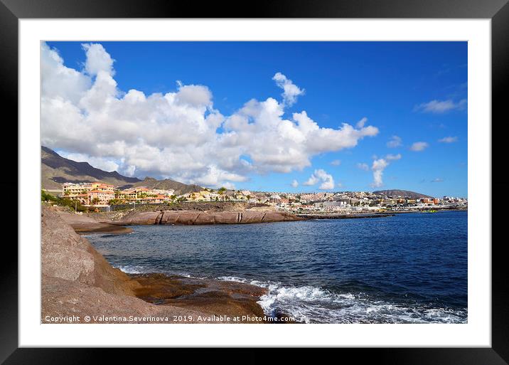 Coastal view of Costa Adeje in Tenerife Framed Mounted Print by Valentina Severinova