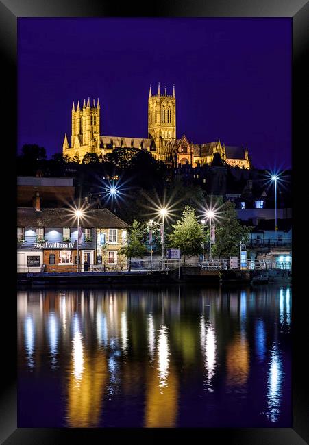 Blue Hour at Lincoln Cathedral Framed Print by John Lawrence