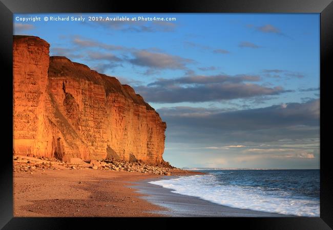 Burton Bradstock Cliffs Framed Print by Richard Sealy