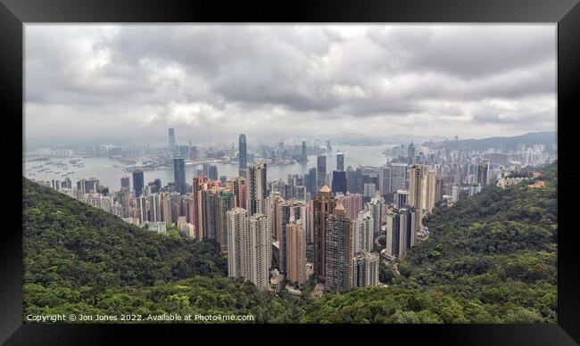 Hong Kong cityscape from Victoria Peak Framed Print by Jon Jones